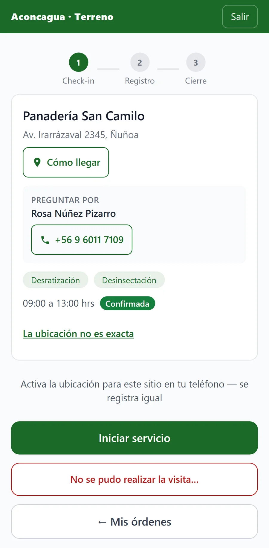 Una visita: dirección, cómo llegar e iniciar el servicio